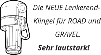 DIe NEUE Lenkerend-Klingel f�r ROAD und GRAVEL. Sehr lautstark!
